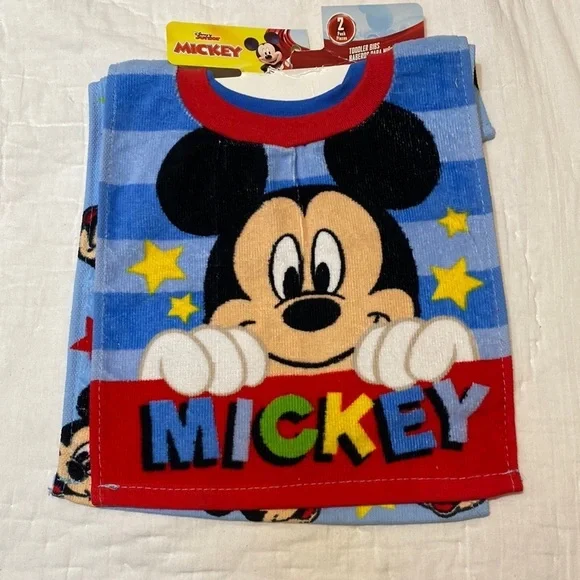 Disney Junior Mickey Mouse Toddler Pullover 2 Pack Cotton Bibs Blue Soft… - Picture 1 of 5